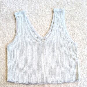 NWOT House of Harlow Silver Metallic Knit Tank Top, Size S